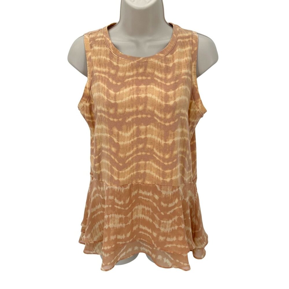 Simply Vera Vera Wang Womens Tie-Dye Sleeveless Chiffon Hem Peplum Top Size M